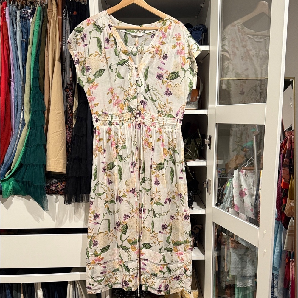 Lucky Brand Cream Floral Midi Dress